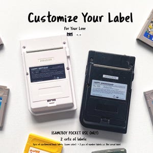 Etichetta personalizzata per Gameboy Pocket posteriore x2, compleanno, anniversario, gioco retrò, etichetta adesiva personalizzata per matrimonio, GBP, laurea, regalo