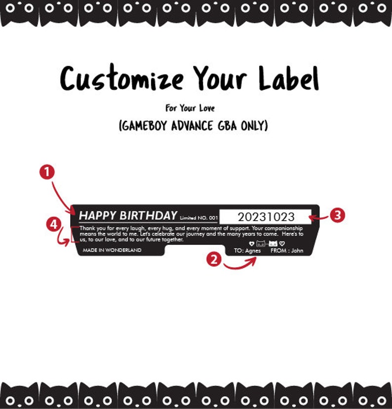 Personalized Gameboy Advance GBA Label Back X2 , Custom GBA Back Label ...