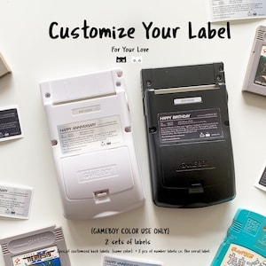 Etichetta personalizzata Gameboy Color posteriore x2, compleanno, anniversario, gioco retrò, Kindle personalizzato, Gameboy, GBC, etichette adesive tag regalo presente