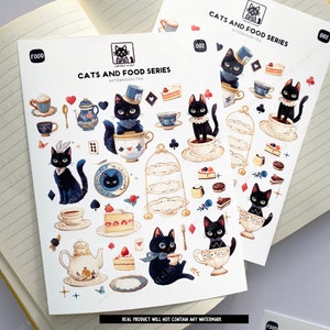 Katzen Aufkleber Kaffeepause für Katzenliebhaber Nachmittagstee Zeit Aufkleber Kuchen Aufkleber Planung Sticker Blatt Journal Sticker Blatt