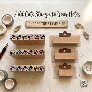 Cute Cat Stamp, Cat message stamp for sticky note sticker, book tabs stamp, cat rubber stamp, cat tiny stamp, pet stamp annotation tabs image 3