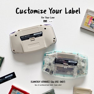 Etichetta posteriore personalizzata Gameboy Advance GBA x2, etichetta posteriore GBA personalizzata Compleanno, Anniversario, gioco retrò, etichetta adesiva laminata regalo presente