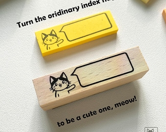 Cute Cat Stamp, Cat message stamp for sticky note sticker, book tabs stamp, cat rubber stamp, cat wood stamp, decoration stamps, pet stamp