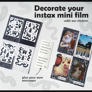 Personalized Instax mini Photo Frame deco sticker, custom labels for instax mini film, cat deco for photo decoration fujifilm instant photo