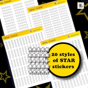 5 Star Rating Stickers, Bullet journal stickers, Planner sticker sheet, Book rating stickers, movie review stickers, Reading journal sticker