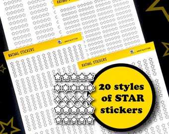 5 Star Rating Stickers, Bullet journal stickers, Planner sticker sheet, Book rating stickers, movie review stickers, Reading journal sticker