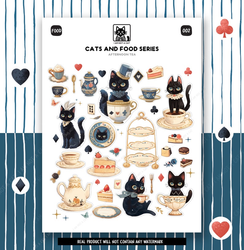 Cat Sticker Sheet Coffee Break Sticker for Cat Lover Afternoon Tea Time ...