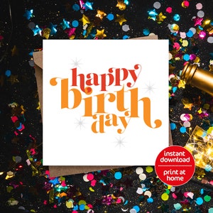 TARJETA IMPRIMIBLE - Tarjeta de Feliz Cumpleaños - DESCARGA INMEDIATA