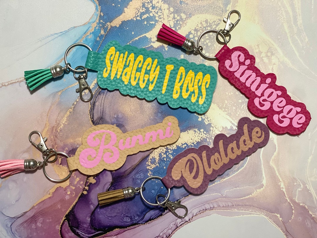Personalized Faux Leather Keychain - Etsy