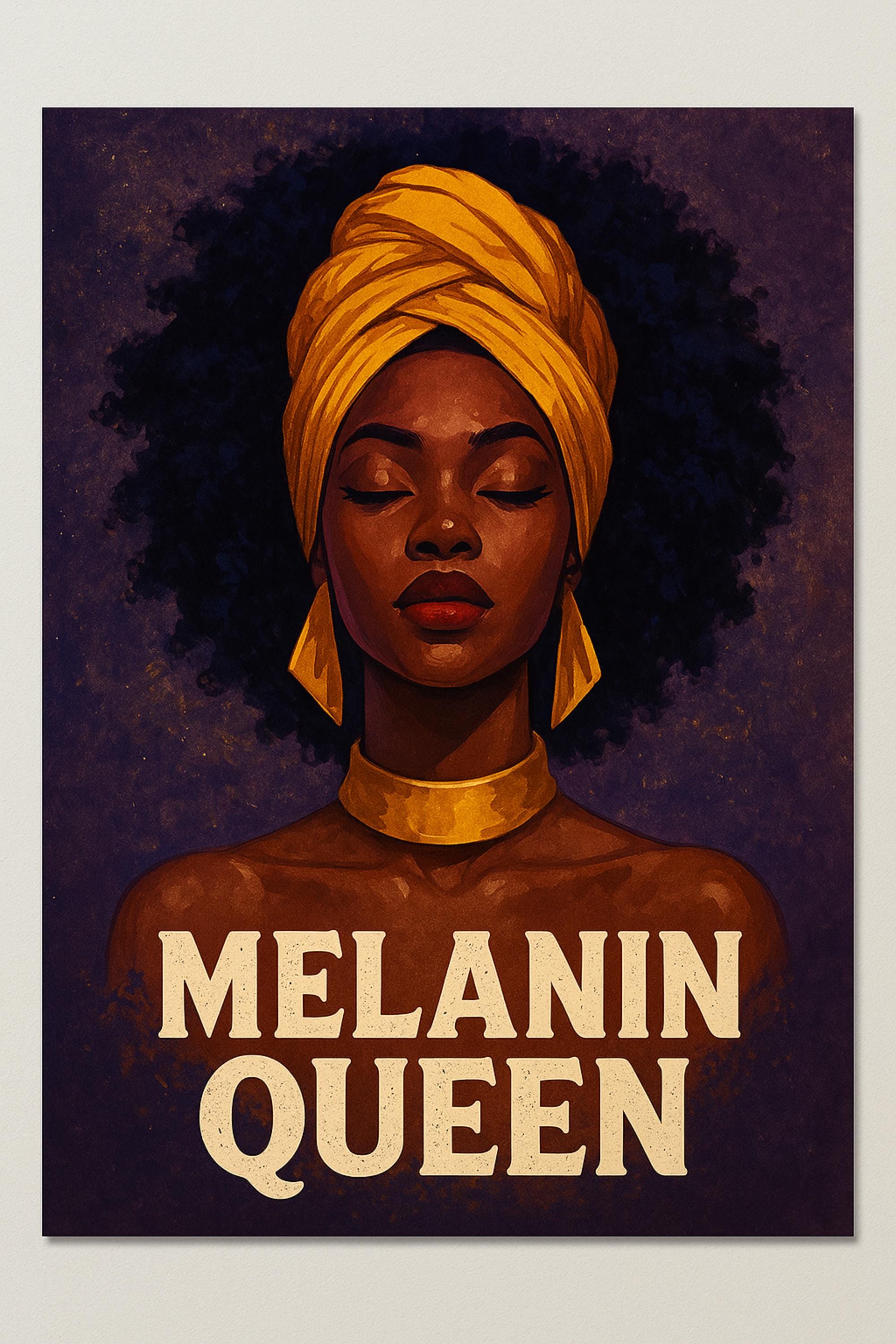 Melanin Queen | Printable Wall Art | Afrocentric Home Decor | Black Woman Digital Download