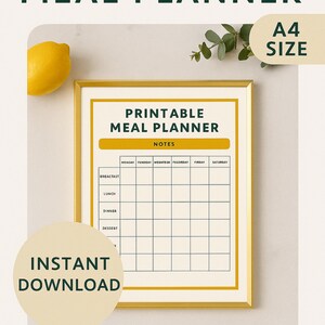Wekelijkse afdrukbare maaltijdplanner | Pdf direct downloaden | Voedselopberger | Eenvoudige wekelijkse menutracker | Keukenorganisatie