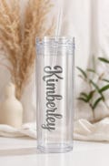Personalized Clear Acrylic Tumbler with Straw, Custom Name Birthday Cup