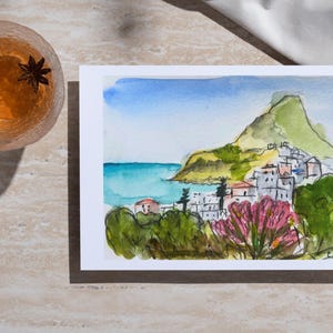 Cartolina A6 I Stampa artistica ad acquerello I Biglietto d'auguri I Carta naturale I Creta I Mediterraneo