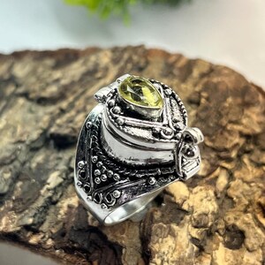 Natural Pear Citrine Ring, 925 Silver Plated, Yellow Stone Ring, November Birthstone Ring, Anniversary Gift, Gift for her