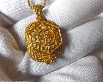 Halloween Gift pendent ,secret message Poison Locket for necklace-Gold plated , perfume hold ,Handmade , gift for her/gift /pill box