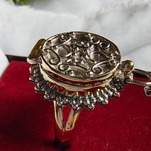 18 k vergoldet Ring Muttertagsgeschenk, Gift Ring, handgemachter Gift Ring, Geheimfach versteckte Komponente Box Ring, Pillendose Ring, Geschenk für sie