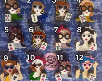 MahJong Ladies Brooche PIn