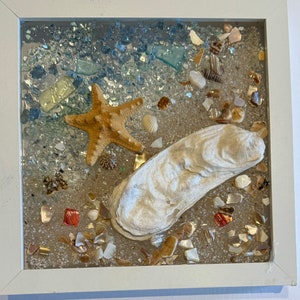 SEA GLASS COLLAGE Beach decor, sea glass art, bathroom art, beach house, beach glass, , coastal decor, beach wedding,  birthday gift
