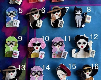 MahJong Ladies Brooche PIn