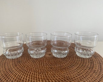 Retro MCM Libbey Bubble Bottom Old Fashion Cocktail Glass - Set of 4 - Vintage Barware Glassware