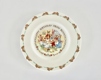 Bunnykins Happy Birthday Plate - Royal Doulton Fine Bone China Collectible Gift