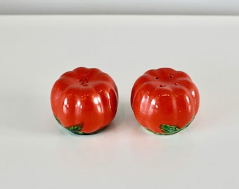 Vintage Tomato Salt & Pepper Shakers - Made in Japan - Retro MCM Mid Century Modern Collectible