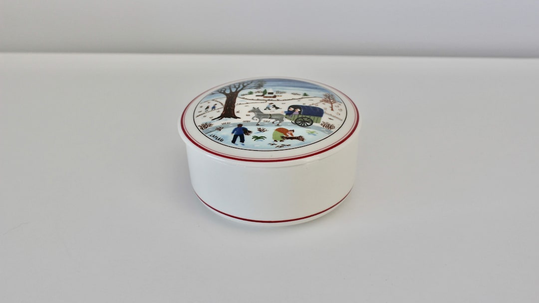 Vintage Villeroy & Boch Trinket Box Naif Christmas Collectible