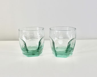 Vintage Libbey Chivalry Green Glasses - Set of 2 - Retro Collectible Glassware Barware
