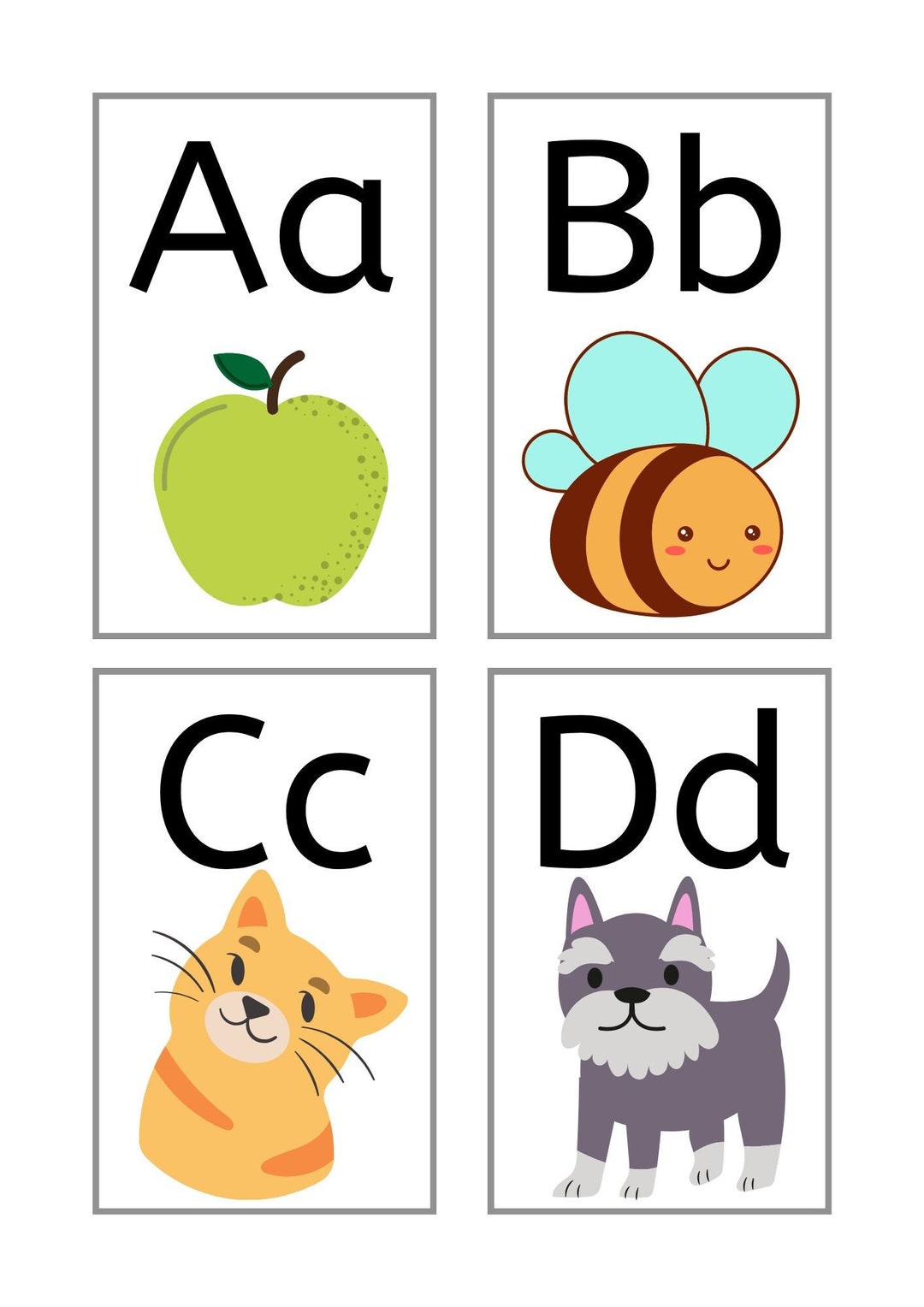 Alphabet Flash Cards Etsy