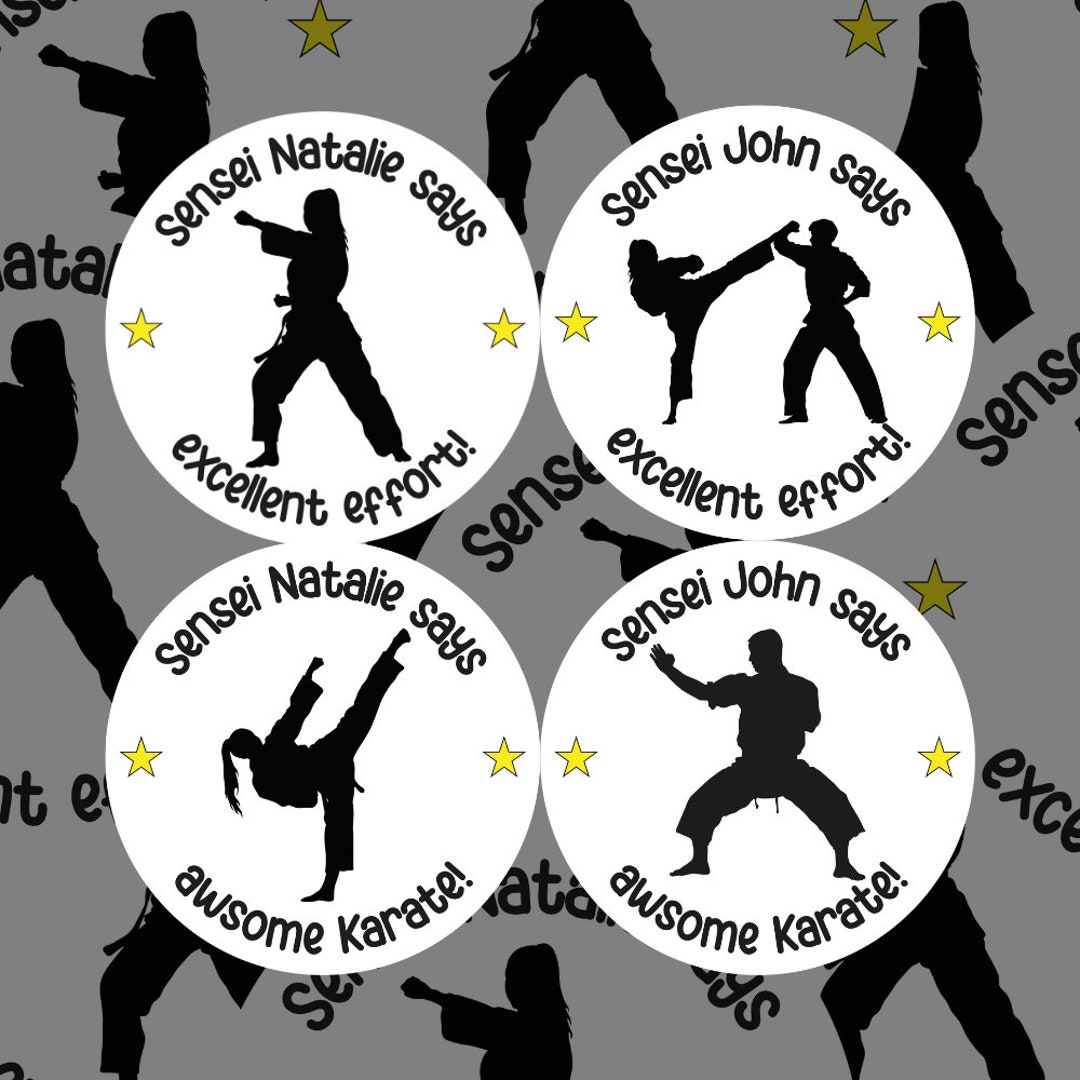 Personalised Karate Pose Stickers Karate Sensei Karate Student Rewards