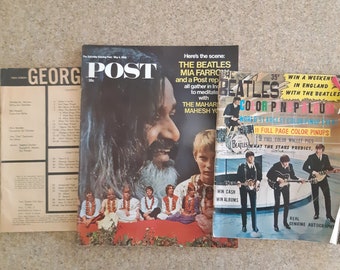 Saturday Evening Post May 4th 1968 Beatles Mia Farrow Yogi Maharishi Mahesh/ Beatles Color Pin up Magazine/ George Teen Screen Magazine