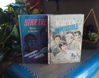 Whitman Authorized  TV Adventure Books/  Star Trek Mission To Horatius/ Mission Impossible The Money Explosion/ Boys Adventure Hardback Book