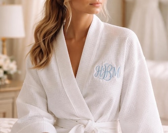 Embroidered Bridal Waffle Robe, Personalized Wedding Gift