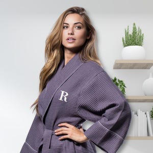 Luxury Waffle Robe - Embroidered Cotton Bathrobe, Unisex for Wedding Registry, Birthday & Anniversary Gift, Custom Cotton Robes
