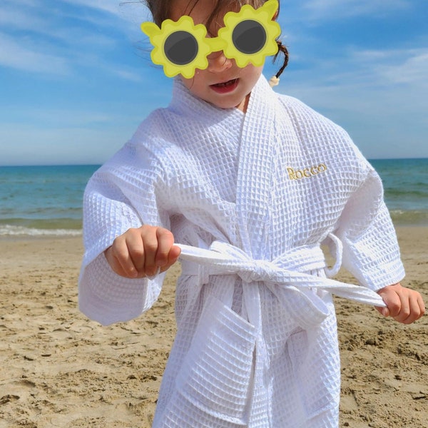 Custom Waffle Robes for Kids, Kids After Swim Towel, Children Bathrobe, 5th Birthday Gift for Grandchild, Getting Ready Robes, Bathrobe Kids