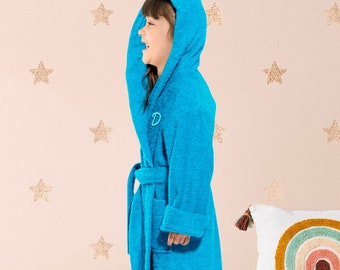 Terry Cloth Kids Hooded Robes - 100% Turkish Cotton Wraps - Teens Gift - Summer Bathrobe with hood