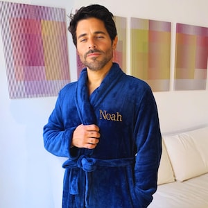 Custom Men&#39;s Robe, Comfortable Loungewear for Relaxation, Ideal Anniversary Gift for Him, Personalized Cotton Robe, Hubby Xmas Gift