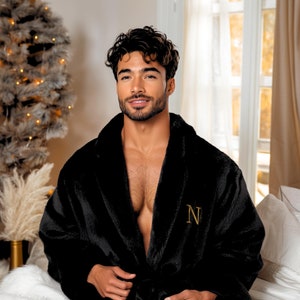 Custom Men&#39;s Robe, Comfortable Loungewear for Relaxation, Ideal Anniversary Gift for Him, Personalized Cotton Robe, Hubby Xmas Gift
