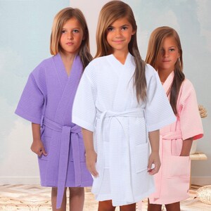 Personalized Waffle Weave Robes · Kids Birthday Gift · Children Bathrobe · Girls Spa Party  · Waffle Knit Robe Teens · Sizes for All Family