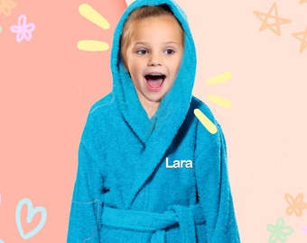 Personalized Children Hooded Robes , 100% Turkish Cotton Bathrobe, Boy's Girl's Teen Towel Wrap, TerryCloth Bathrobe, Hooded Beach Towel