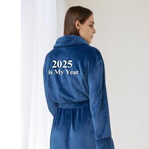 Super Plush Robe, Custom Name Robe, Fluffy Fleece Bathrobe Gift for Her, Embroidered New Year Gift for Book Lovers