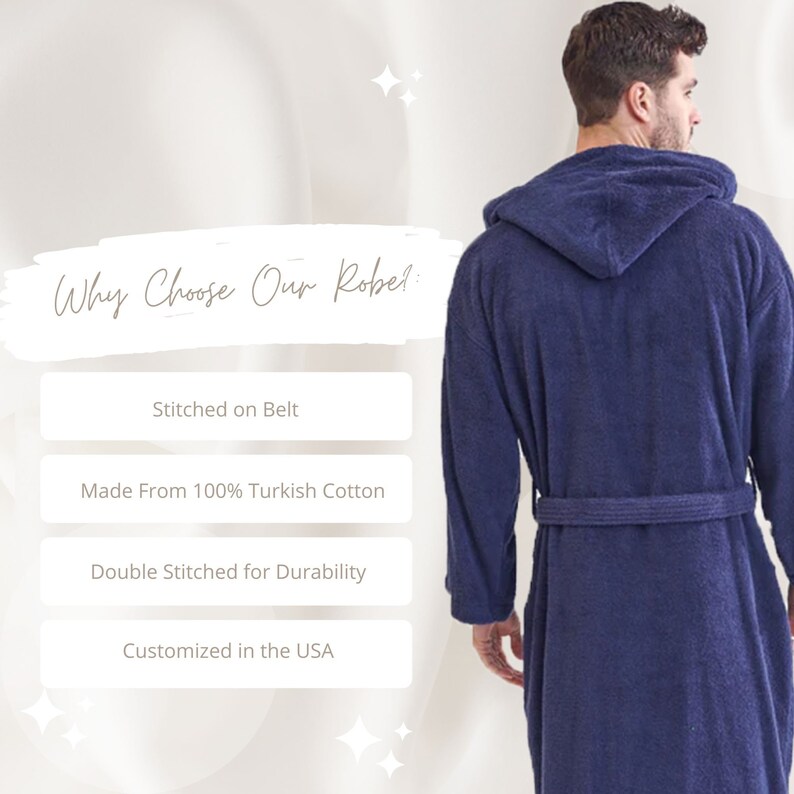 Customizable Men Robe Terrycloth Embroidery Bathrobe Etsy