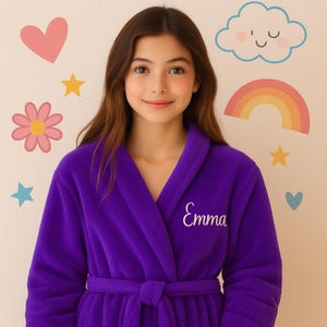 Personalized Teen Fleece Robe, Custom Embroidered Name, Fluffy Spa Robe