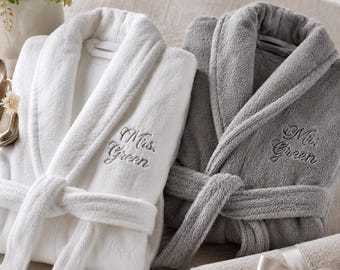 Cotton Anniversary Gift for Couples – Personalized Turkish Cotton Robes, His and Hers Bathrobe Set