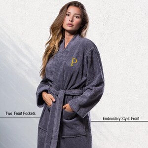 Custom Initial Cotton Bathrobe, Long Terry Cloth Robe for Her, Soft ...