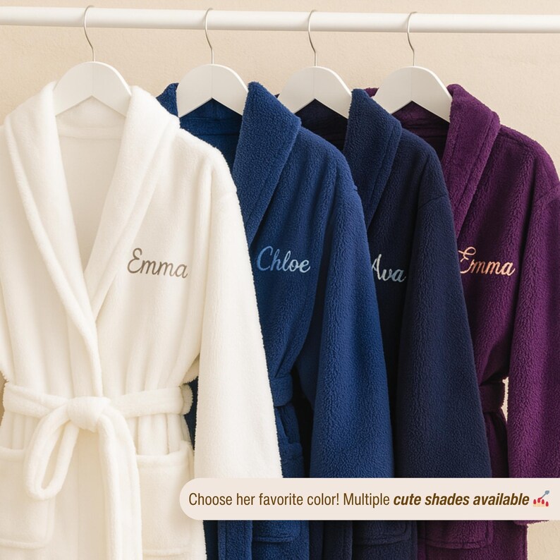 Teen Personalized Flannel Bathrobe, Custom Name Fluffy Robes Girls ...