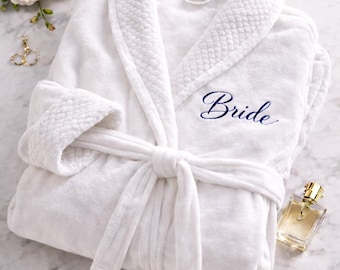 Personalized Embroidered Plush Bridal Robe, Bridesmaid Wedding Getting Ready Gift