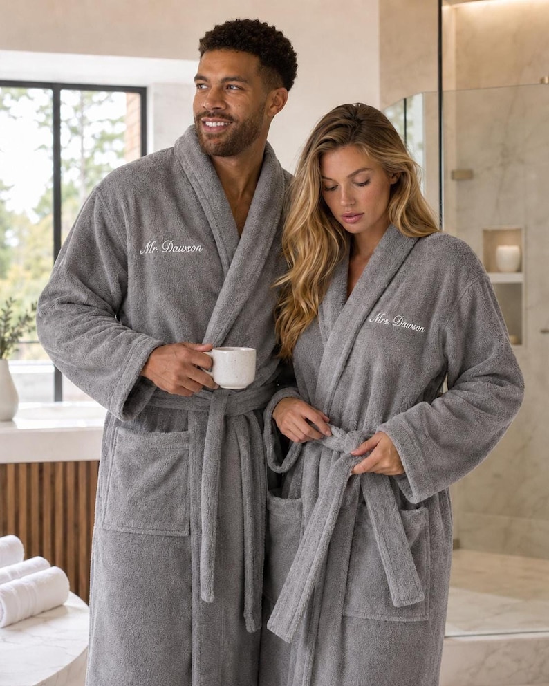 Cotton Anniversary Gift for Couples – Personalized Turkish Cotton Robes ...