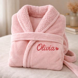 Albornoz de felpa personalizado de lujo para mujer - Regalo de boda bordado, largo cómodo