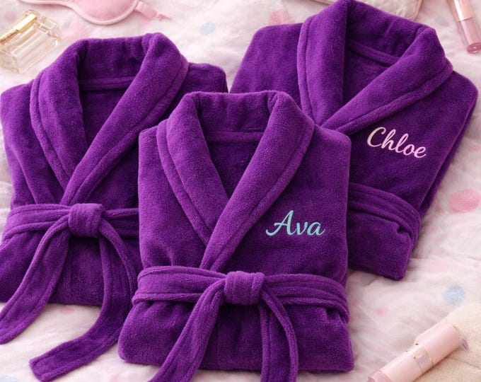 Personalized Teen Fleece Robe, Custom Embroidered Fluffy Bathrobe